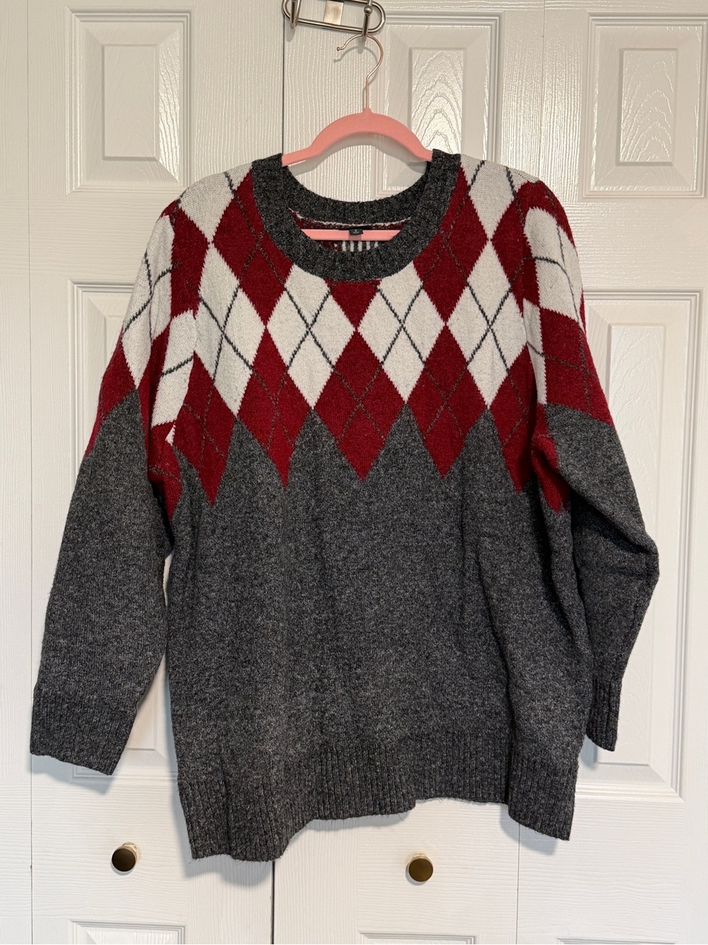 Torrid Gray, Red & White Argyle Sweater